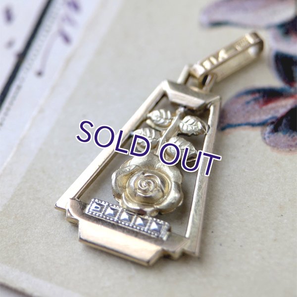 画像2: FIX バラのアールデコゴールドペンダント (2)