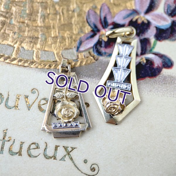 画像11: FIX バラのアールデコゴールドペンダント (11)