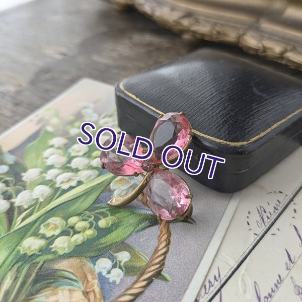 画像7: ストロベリーガラスのクローバーブローチ (7)