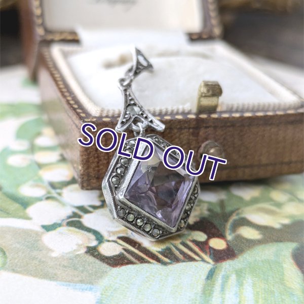 画像7: 紫水晶とマーカサイトのアールデコペンダント (7)