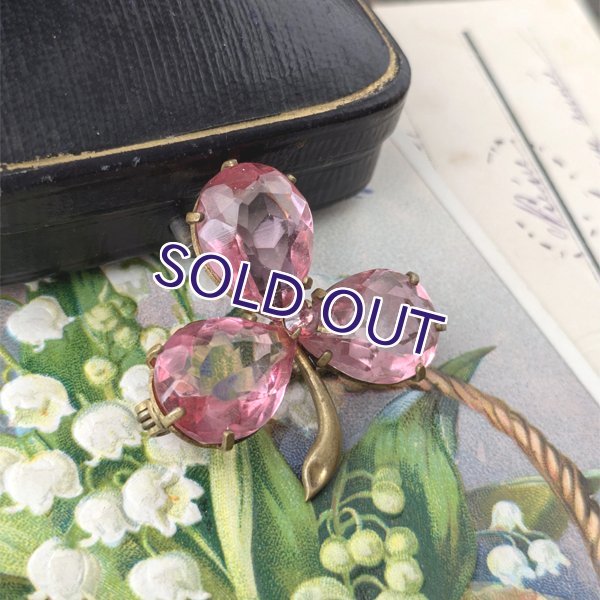 画像3: ストロベリーガラスのクローバーブローチ (3)