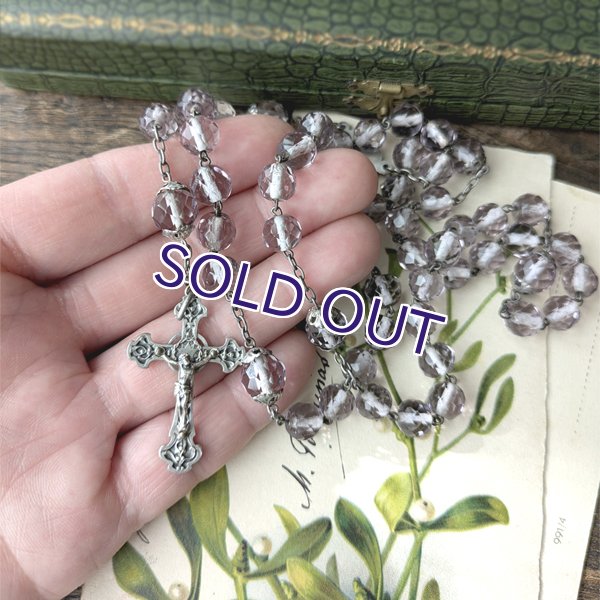 画像14: 銀製 ヤドリギ十字架の蛍光アメジストガラスロザリオ (14)