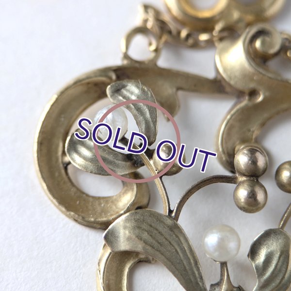 画像13: 18金 ヤドリギとパールのアールヌーヴォーゴールドペンダント（訳あり） (13)