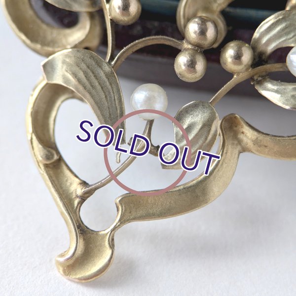 画像12: 18金 ヤドリギとパールのアールヌーヴォーゴールドペンダント（訳あり） (12)