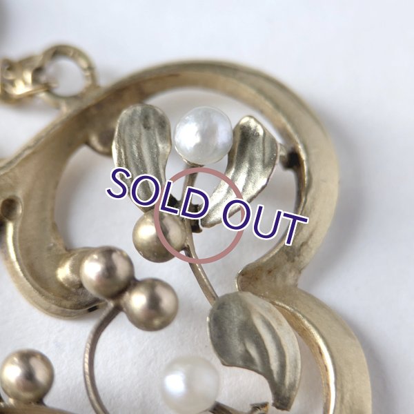 画像14: 18金 ヤドリギとパールのアールヌーヴォーゴールドペンダント（訳あり） (14)