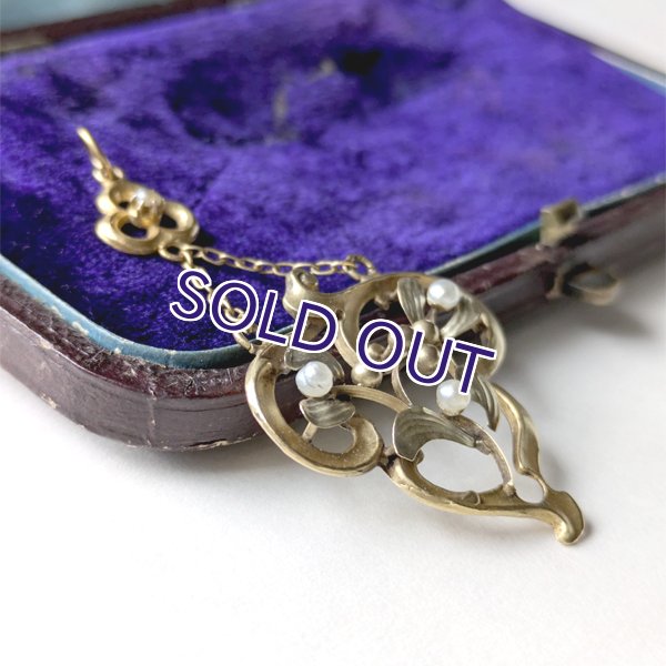 画像5: 18金 ヤドリギとパールのアールヌーヴォーゴールドペンダント（訳あり） (5)