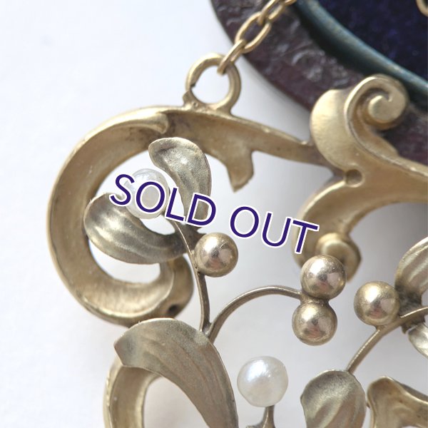 画像10: 18金 ヤドリギとパールのアールヌーヴォーゴールドペンダント（訳あり） (10)