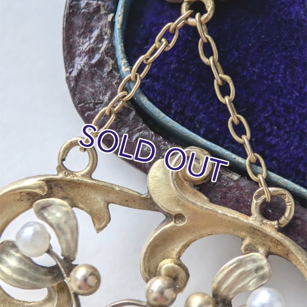 画像7: 18金 ヤドリギとパールのアールヌーヴォーゴールドペンダント（訳あり） (7)