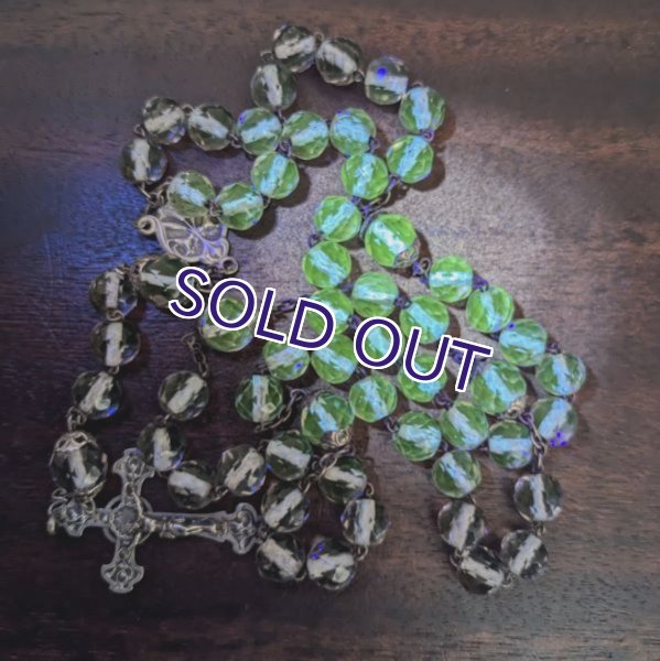 画像13: 銀製 ヤドリギ十字架の蛍光アメジストガラスロザリオ (13)