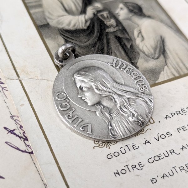 画像4: 1912年 マグダラのマリアシルバーメダイ (4)