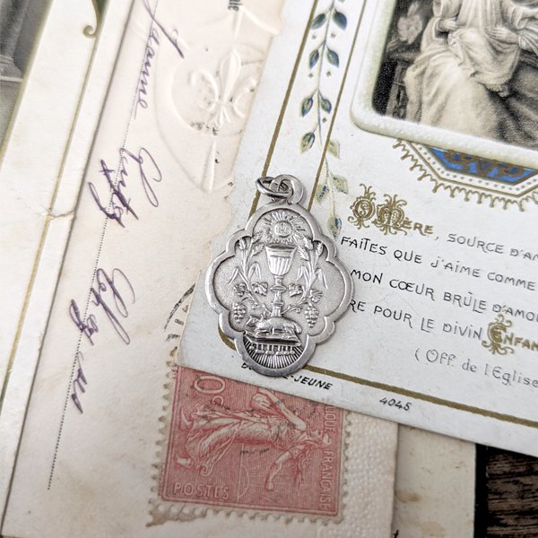 画像6: 1891年 聖体拝領シルバーメダイ (6)