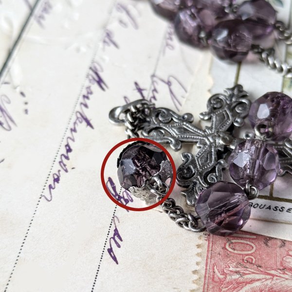 画像5: 蛍光アメジストガラスのシルバーロザリオD (5)