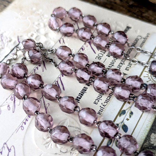 画像6: 蛍光アメジストガラスのシルバーロザリオC (6)