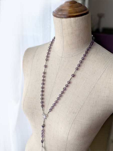 画像11: 蛍光アメジストガラスのシルバーロザリオD (11)