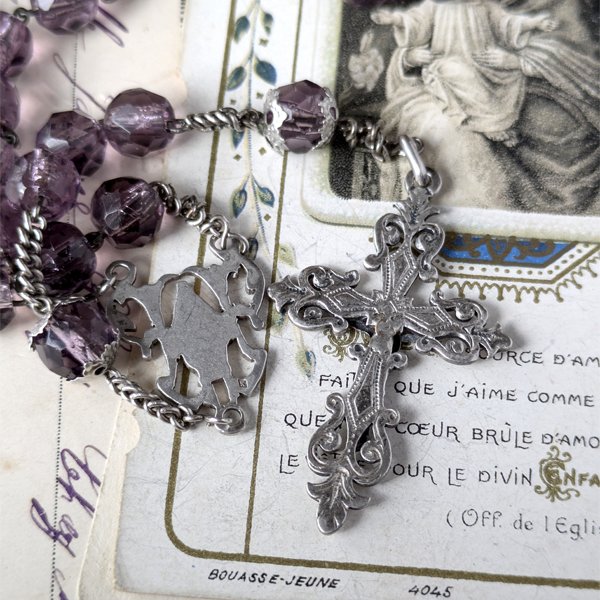 画像4: 蛍光アメジストガラスのシルバーロザリオD (4)