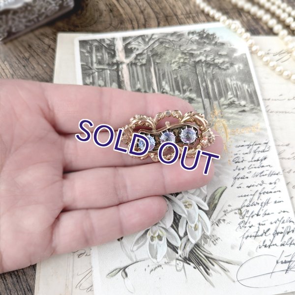 画像10: トリコロールアイリスガラスのゴールドブローチ (10)