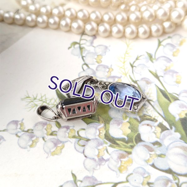 画像5: ブルーガラスとマーカサイトのシルバーペンダントセット (5)