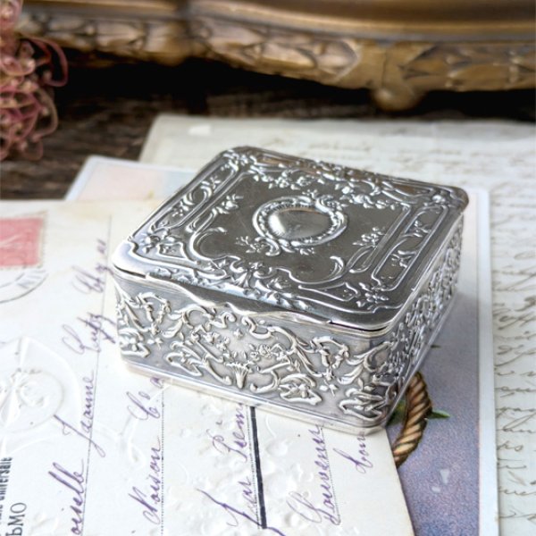 画像1: ロカイユと花々のスクエアケース (1)