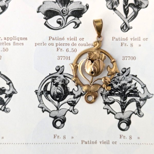 画像8: FIX チューリップのアールヌーヴォーペンダント (8)