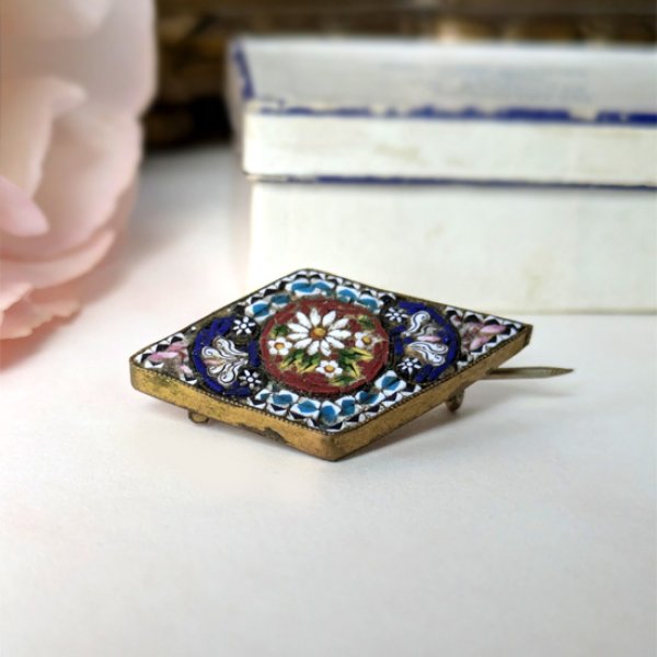 画像5: ダイヤ型マイクロモザイクブローチ (5)