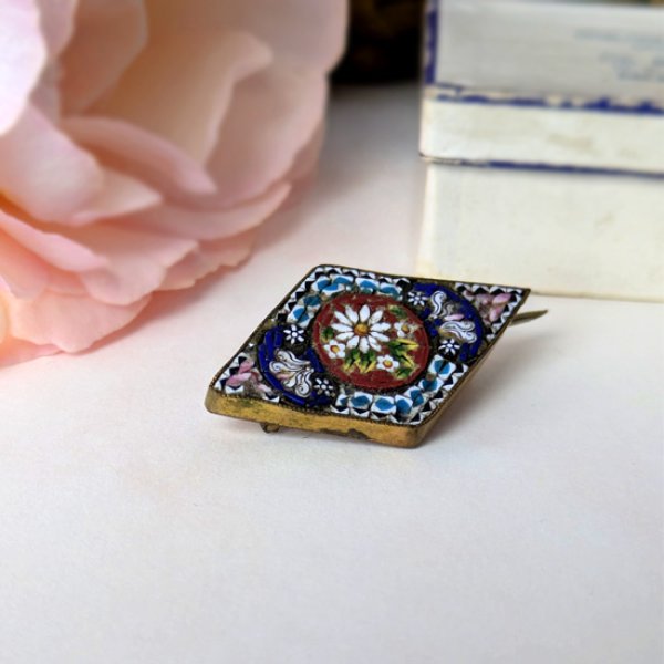 画像3: ダイヤ型マイクロモザイクブローチ (3)