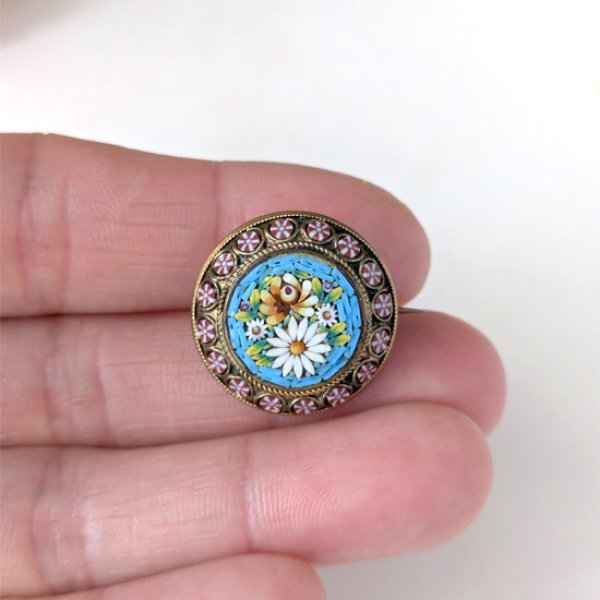 画像8: ラウンドマイクロモザイクブローチ (8)