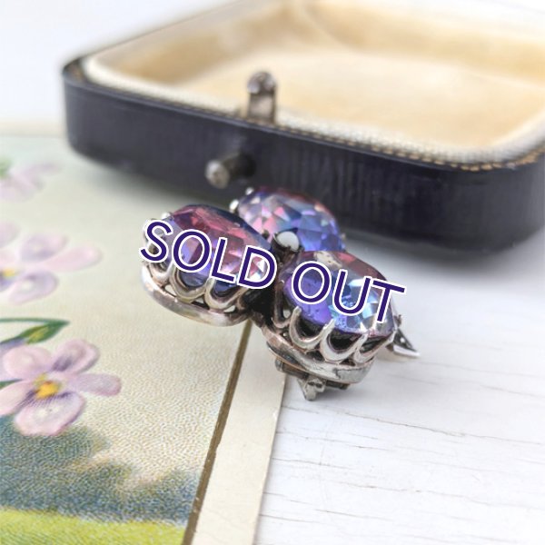 画像4: トリコロールアイリスガラスのクローバーブローチ (4)