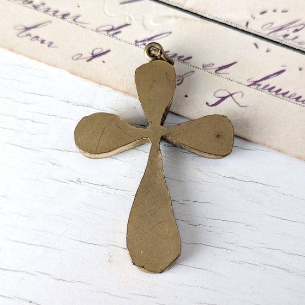 画像3: 桃色マイクロモザイクの十字架ペンダント (3)