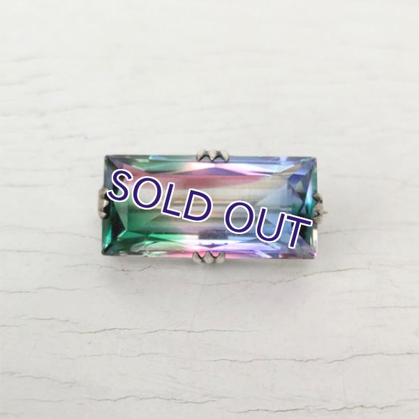 画像2: レクタングルアイリスガラスのブローチ (2)