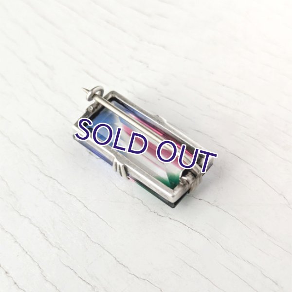 画像6: レクタングルアイリスガラスのブローチ (6)