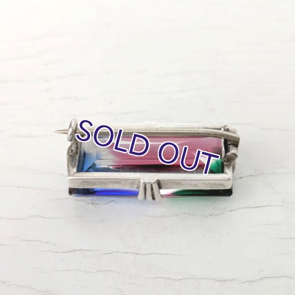 画像7: レクタングルアイリスガラスのブローチ (7)