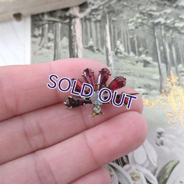 画像12: サフィレットと赤ガラスのファンブローチ (12)