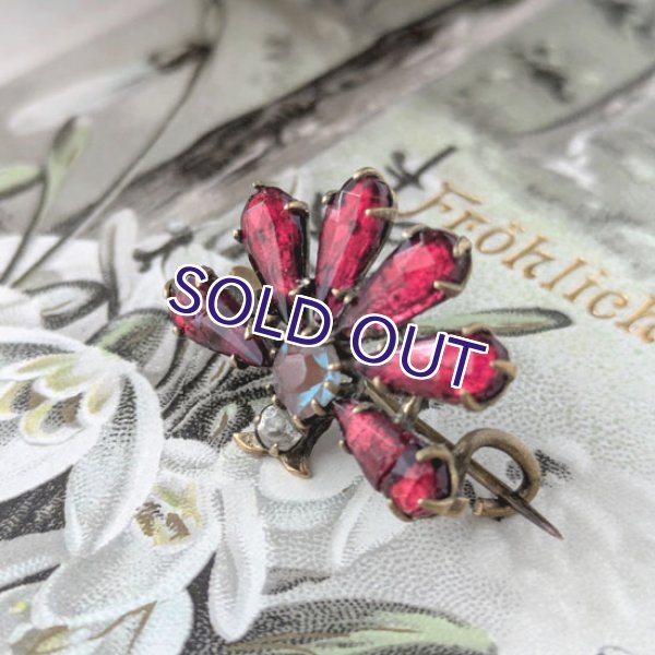 画像3: サフィレットと赤ガラスのファンブローチ (3)