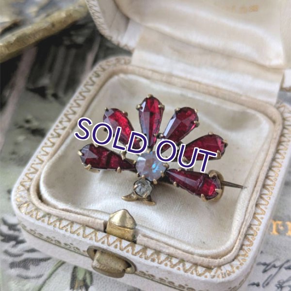 画像11: サフィレットと赤ガラスのファンブローチ (11)