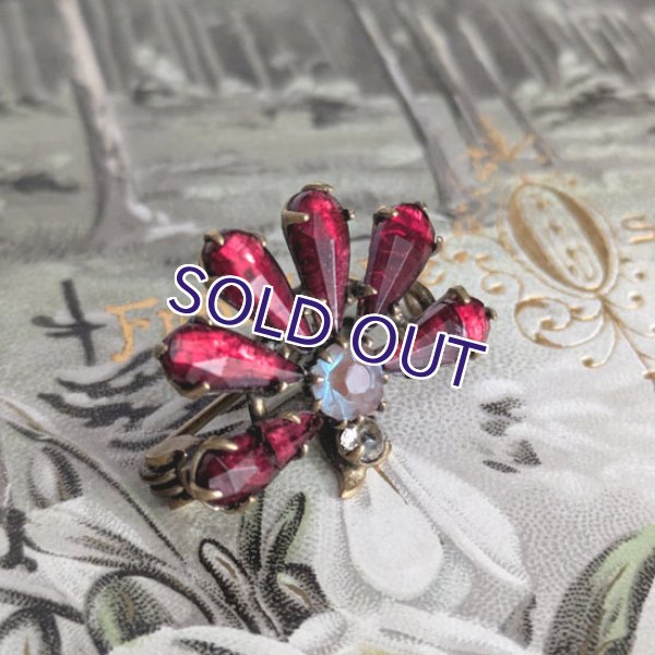 画像5: サフィレットと赤ガラスのファンブローチ (5)